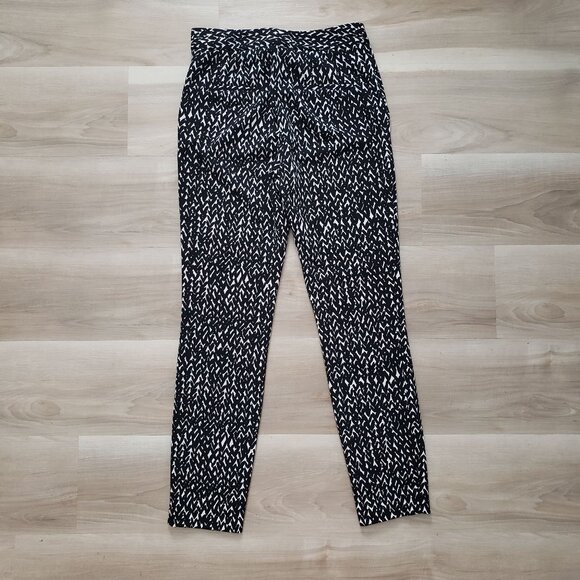 Express Geometric Printed Straight Leg Ankle Trouser Pants Black & White Size 2R - Picture 8 of 11